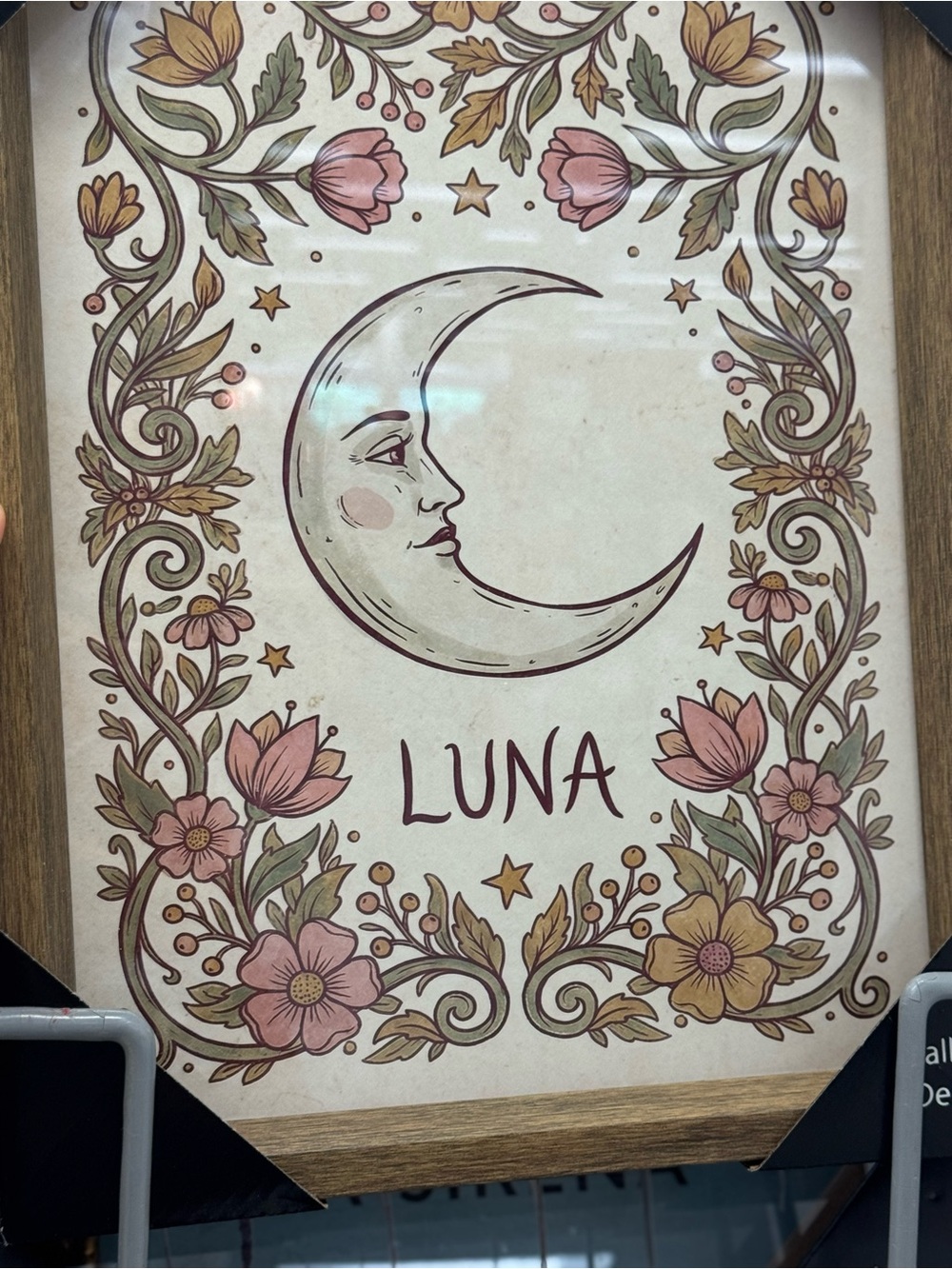 Luna Floral Crescent Moon Wall Art - Neutral Pink & Cream - Picture 3 of 3